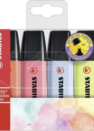 ESTUCHE 4 MARCADORES FLUORESCENTES STABILO BOSS 70 PASTEL N