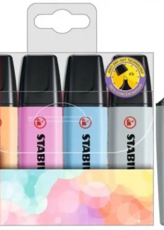 ESTUCHE 4 MARCADORES FLUORESCENTES STABILO BOSS PASTEL SURT