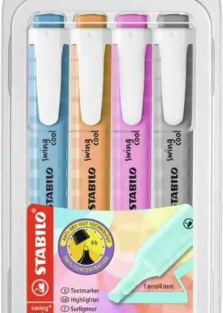 ESTUCHE 4 MARCADORES FLUORESCENTES STABILO SWING COOL NUEVO