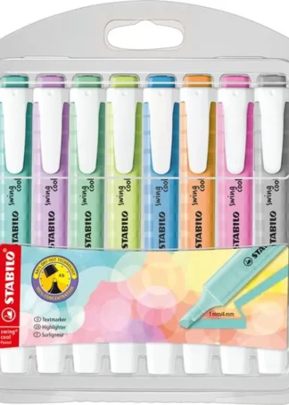 ESTUCHE 8 MARCADORES FLUORESCENTES STABILO SWING COOL NUEVO