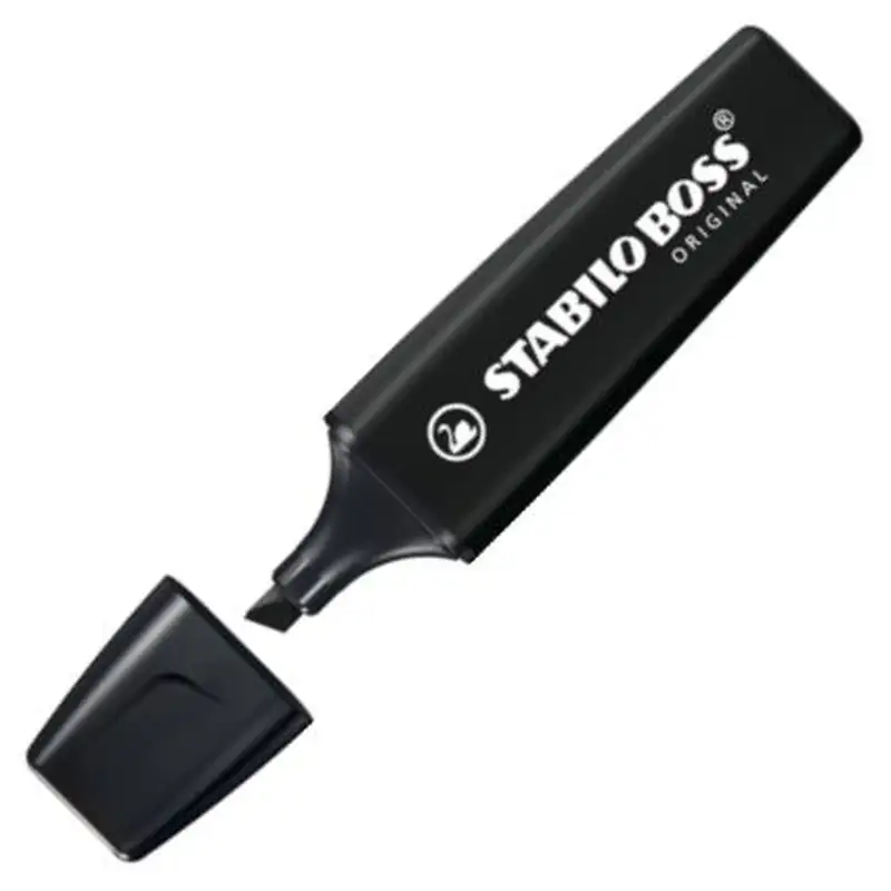 C/10 MARCADOR FLUORESCENTE NEGRO STABILO BOSS