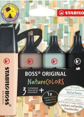 ESTUCHE 4 FLUORESCENTES STABILO BOSS NATURE COLORS SURT