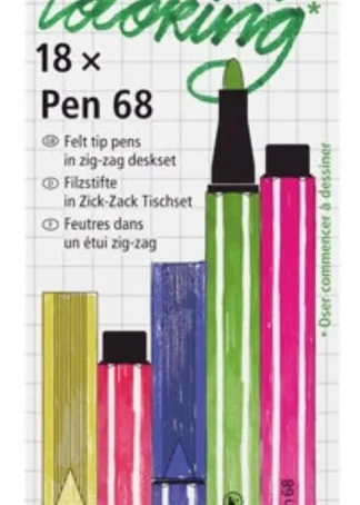 ESTUCHE ZIG-ZAG 18 COLORES SURTIDOS STABILO PEN 68 PUNTA M.