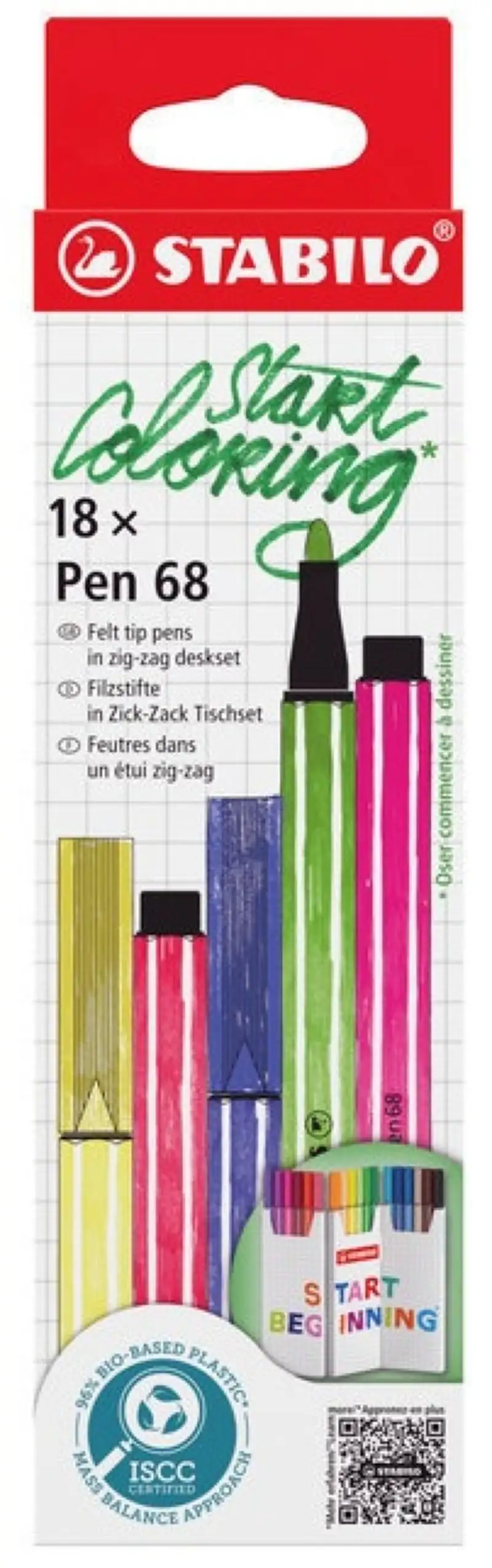 ESTUCHE ZIG-ZAG 18 COLORES SURTIDOS STABILO PEN 68 PUNTA M.