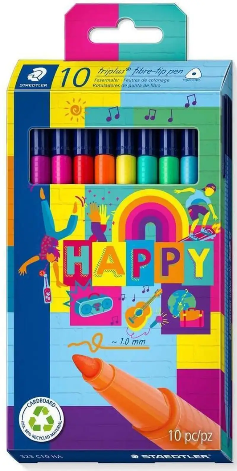 ESTUCHE 10 ROTULADORES TRIPLUS 323 COLORES SURTIDOS P.1MM