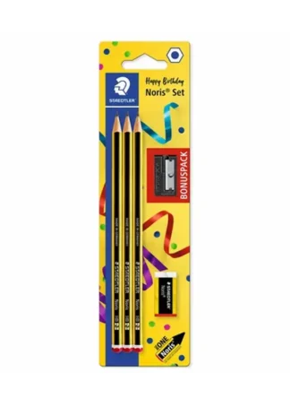BLISTER 3 LAPICES NORIS HB Nº2 + GOMA + AFILALAPIZ