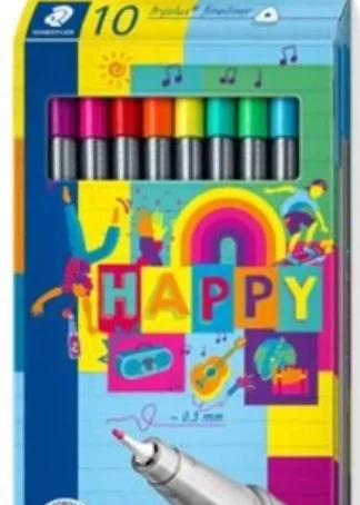 ESTUCHE 10 ROTULADORES COLORES TRIPLUS FINELINER 334 HAPPY