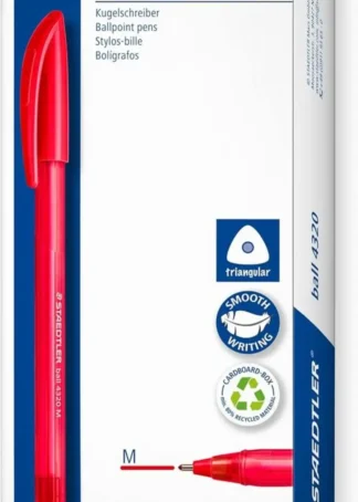 C/10 BOLIGRAFO TRIANGULAR STAEDTLER BALL 4320 PUNTA M ROJO
