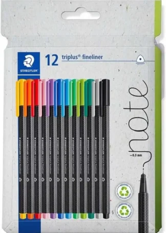 ESTUCHE 12 ROTULADORES TRIPLUS FINELINER 334 COLORES SURT.