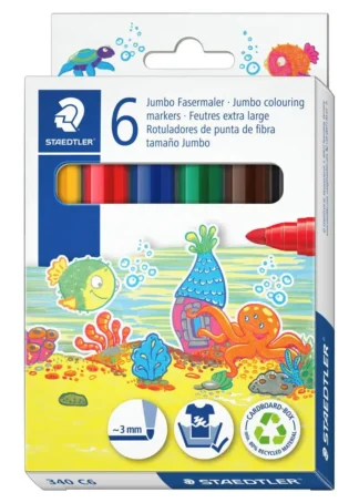 ESTUCHE 6 ROTULADOR GRUESO NORIS JUMBO 340 COLORES SURTIDOS