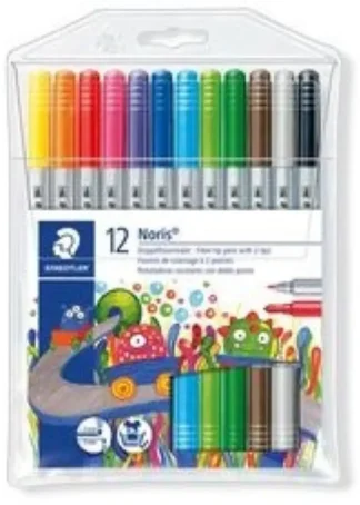 ESTUCHE 12 ROTULADORES DOBLE PUNTA FINA/GRUESA NORIS 320