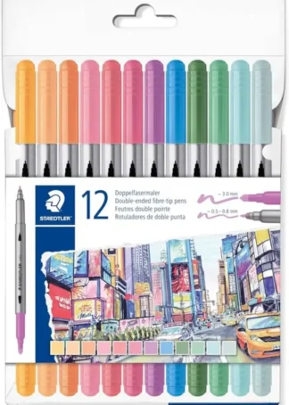 ESTUCHE 12 ROTULADORES DOBLE PUNTA 3200 COLORES PASTEL