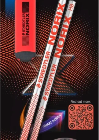 BLISTER 2 LAPIZ DE GRAFITO NORIX + AFILALAPICES + GOMA ROJO