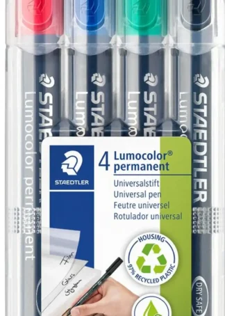 ESTUCHE 4 ROTULADORES LUMOCOLOR 318 PUNTA F COLORES SURTID.