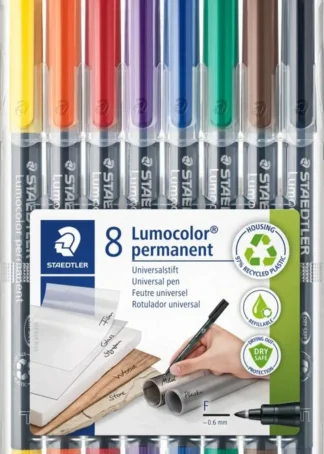 ESTUCHE 8 ROTULADORES LUMOCOLOR 318 PUNTA F COLORES SURTID.