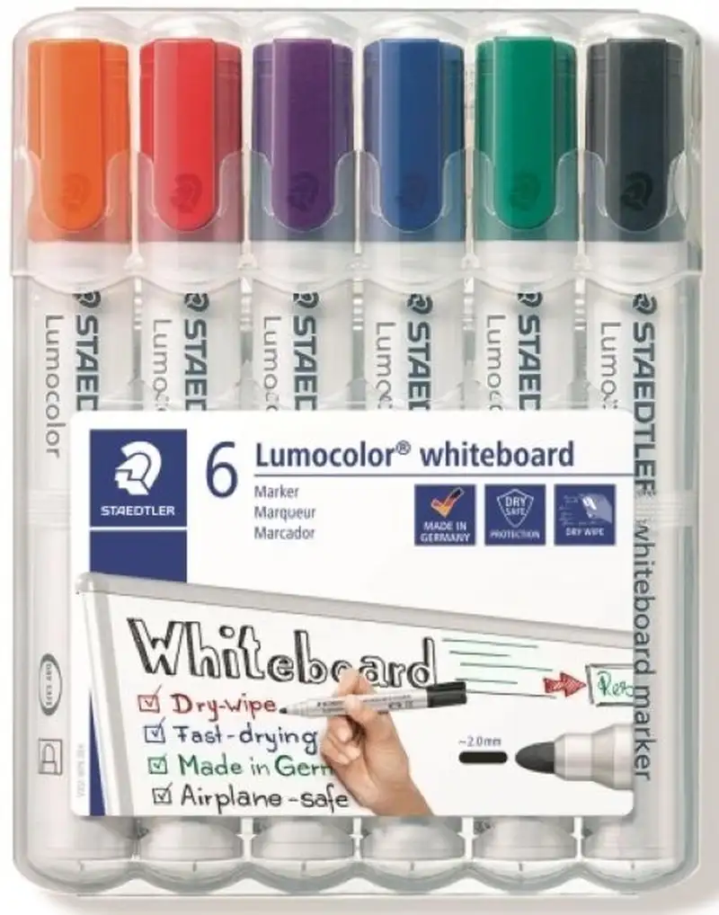 ESTUCHE 6 ROTULADORES LUMOCOLOR WHITEBOARD 351 COL. BASICOS