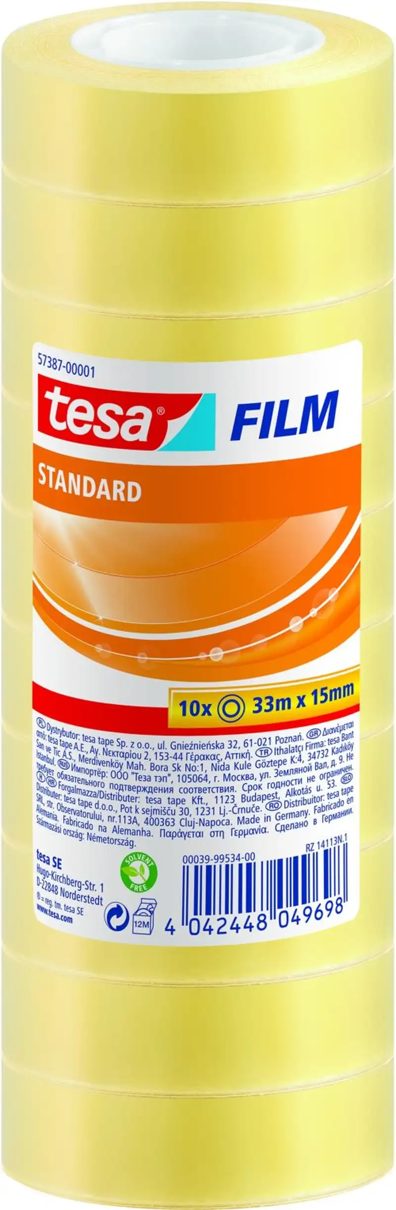 PACK 10 ROLLOS TESAFILM STANDARD 33MX15MM TESA