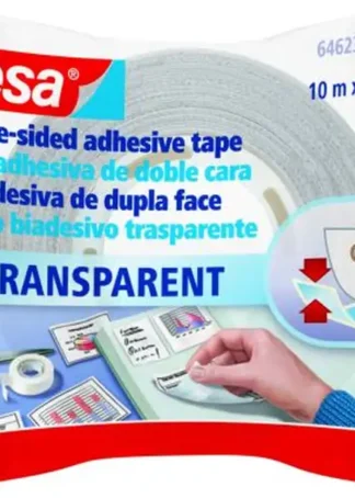 C/12 ROLLOS CINTA DOBLE CARA 10MX15MM TRANSPARENTE