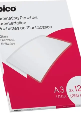 PACK 100 FUNDAS PLASTIFICAR A3 125 MICRAS BRILLO IBICO
