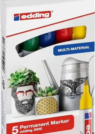 ESTUCHE 5 MARCADOR PERMANENTE EDDING 3000 COLORES BASICOS