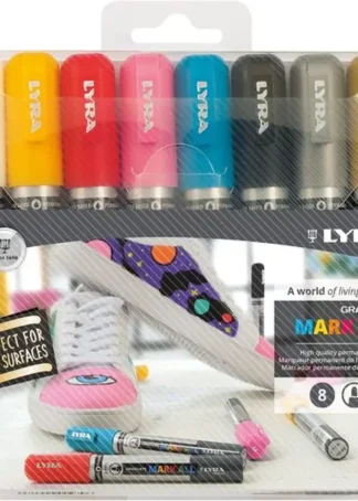 ESTUCHE 8 ROTULADORES LIRA GRADUATE MARK ALL 2MM COL. SURT.