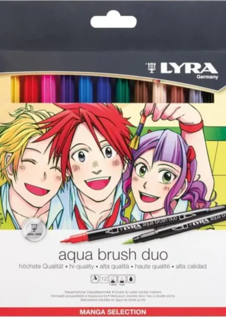 ESTUCHE 12 ROTULADORES LYRA AQUA BRUSH DUO MANGA