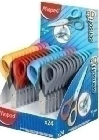 EXP 24 TIJERA ESCOLAR SENSOFT 13CM AROS FLEXIBLES MAPED