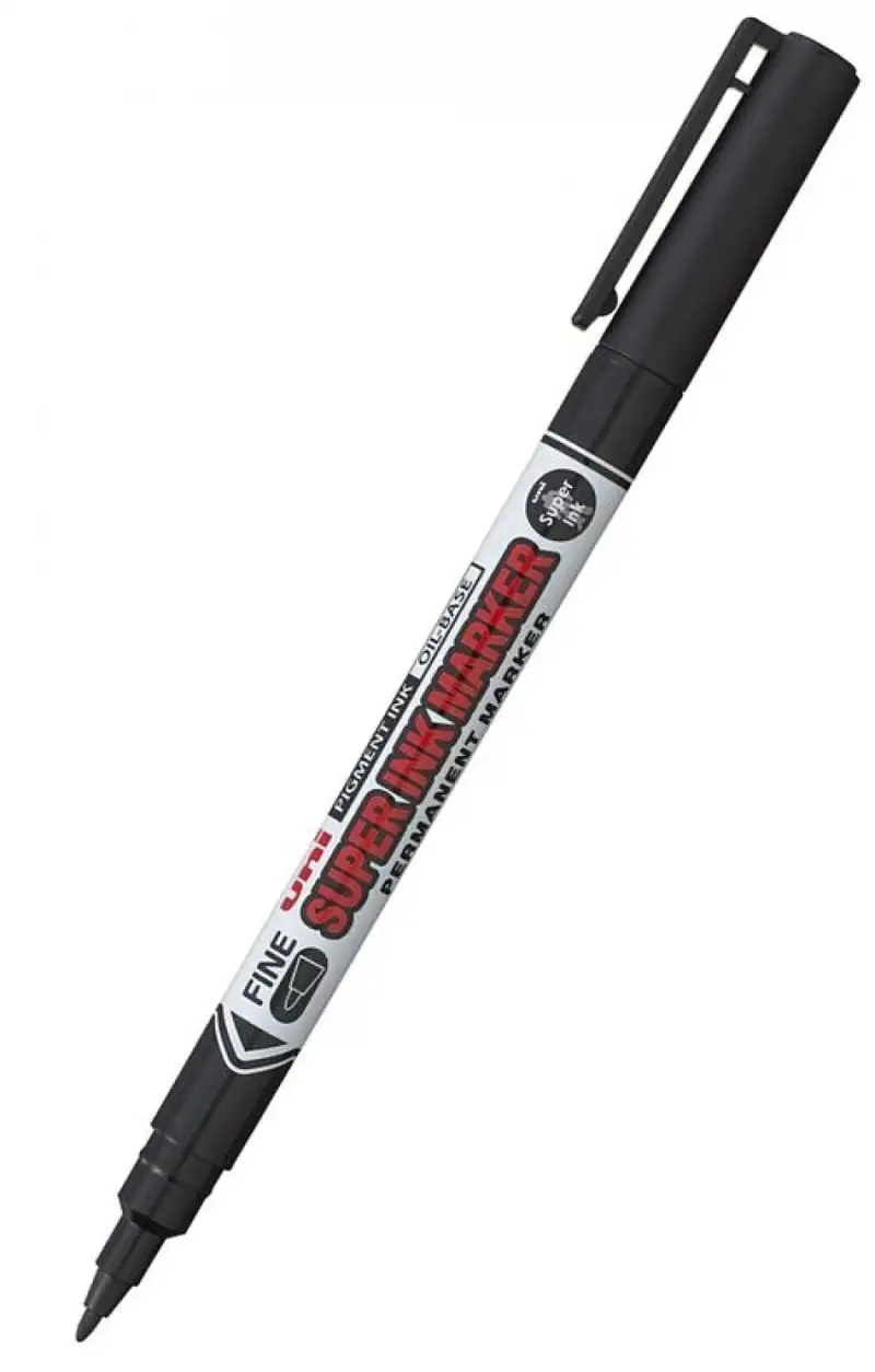 C/12 MARCADOR UNI SUPER INK MARKER NEGRO ROTULADOR TEXTIL