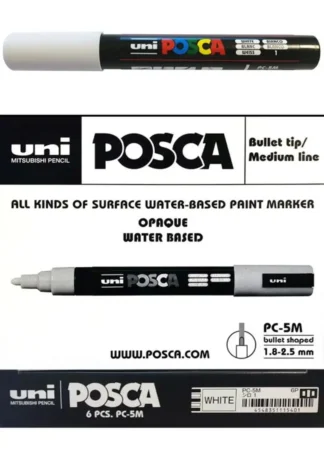 (PACK 6U.) MARC UNI-POSCA PC5M COLOR BLANCO PUNTA 1,8-2,5MM