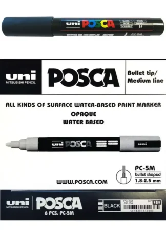 (PACK 6U.) MARC. UNI-POSCA PC5M COLOR NEGRO PUNTA 1,8-2,5MM