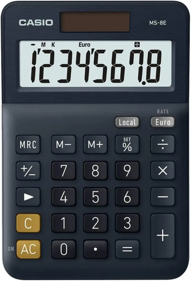 CALCULADORA SOBREMESA MS-8E 8 DIGITOS SOLAR/PILAS AZUL