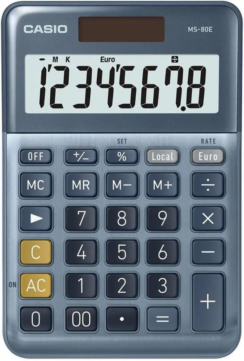 CALCULADORA SOBREMESA MS-80E 8 DIGITOS SOLAR/PILAS AZUL