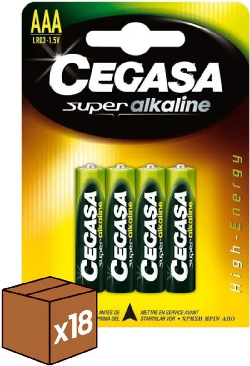(PACK 18U.) BLISTER 4 PILAS CEGASA SUPER ALCALINA AAA LR3