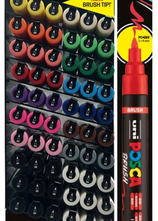 EXP 60 MARCADOR UNI-POSCA BRUSH PUNTA 1-4MM COLORES SURT.