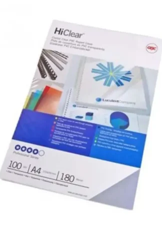 PAQ 100 TAPAS ENCUADERNAR TRANSPARENTE CRISTAL PVC A4 180MI