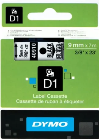 CINTA DYMO D1 9MMX7M NEGRO/TRANSPARENTE