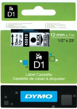CINTA DYMO D1 12MMX7M NEGRO/TRANSPARENTE