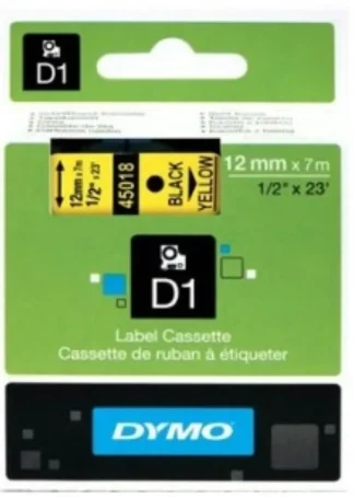 CINTA DYMO D1 12MMX7M NEGRO/AMARILLO