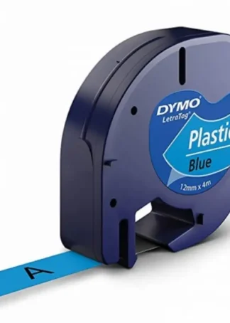CINTA DYMO LETRATAG PLASTICO NEGRO/AZUL 12MMX4M.