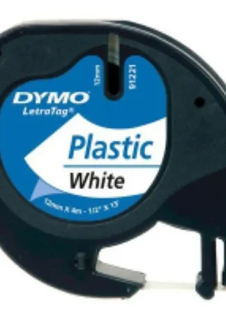 CINTA DYMO LETRATAG PLASTICO NEGRO/BLANCO 12MMX4M