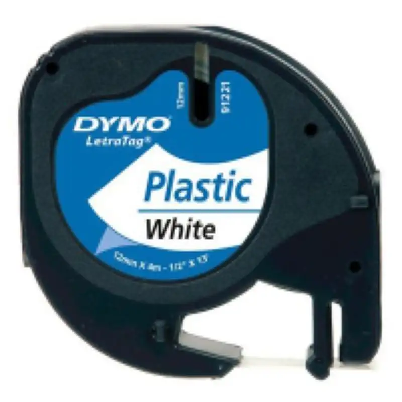 CINTA DYMO LETRATAG PLASTICO NEGRO/BLANCO 12MMX4M