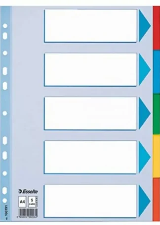 BOLSA SEPARADORES A4 5 PESTAÑAS MULTITALADRO CARTON 200G