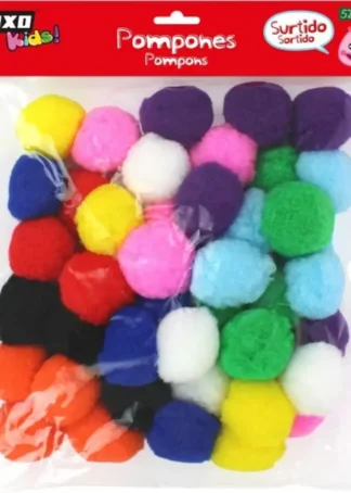 PAQ/52 POMPONES 5CM COLORES SURTIDOS FIXO