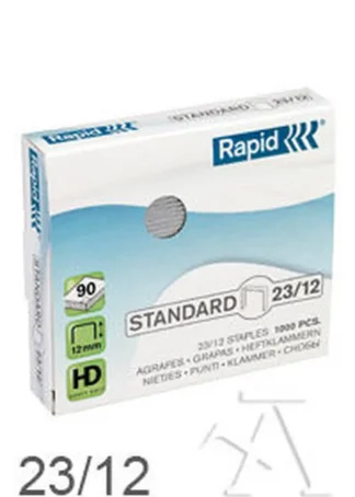 CAJA 1000 GRAPAS STANDARD 23/12 GALVANIZADAS RAPID