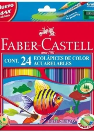 ESTUCHE 24 LAPICES ACUARELABLES + PINCEL FABER-CASTELL