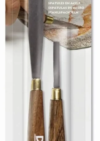 BLISTER 2 ESPATULAS DE METAL CON MANGO DE MADERA DAS