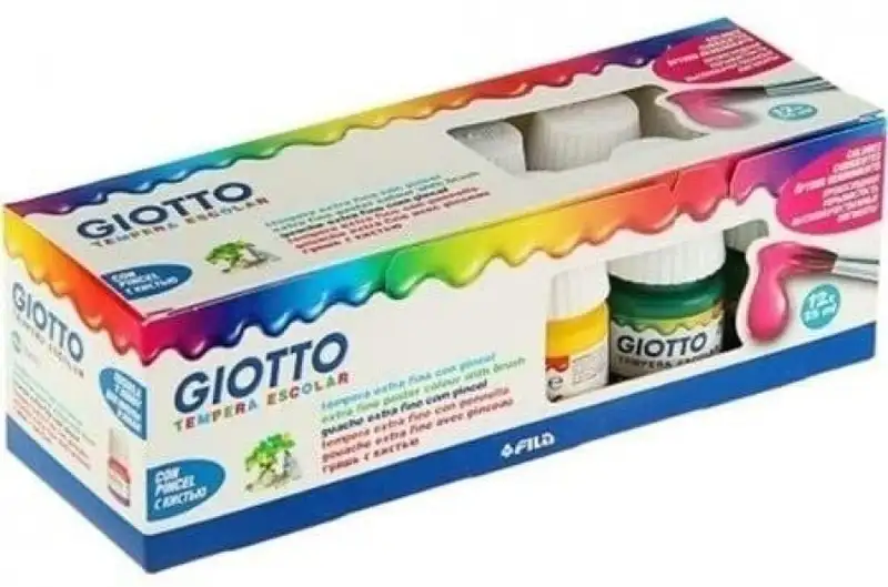 ESTUCHE 12 TEMPERAS ESCOLARES + PINCEL SURTIDO GIOTTO