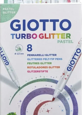 ESTUCHE 8 ROTULADORES TURBOCOLOR GLITTER PASTEL GIOTTO