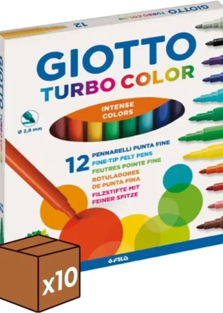 (PACK 10U.) ESTUCHE 12 ROTULADORES GIOTTO TURBOCOLOR