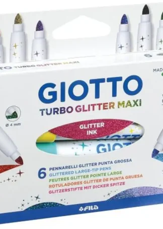 ESTUCHE 6 ROTULADORES TURBO GLITTER MAXI